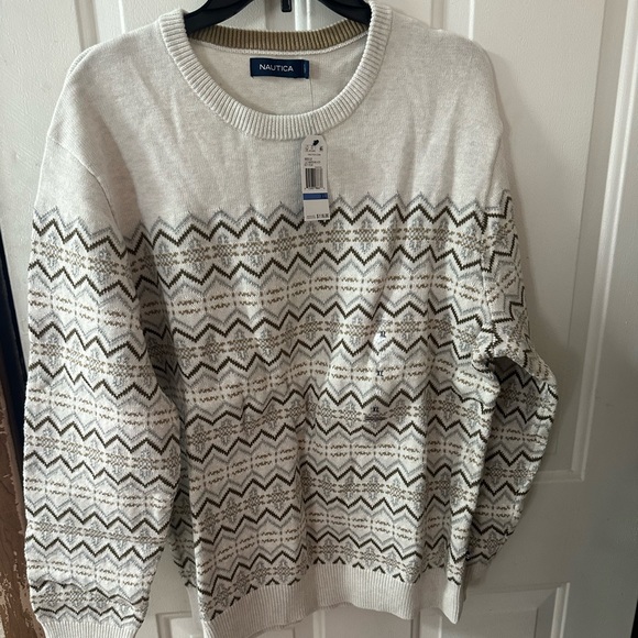 Nautica Sweaters Nautica Mens Marshmallow Heather Fair Isle